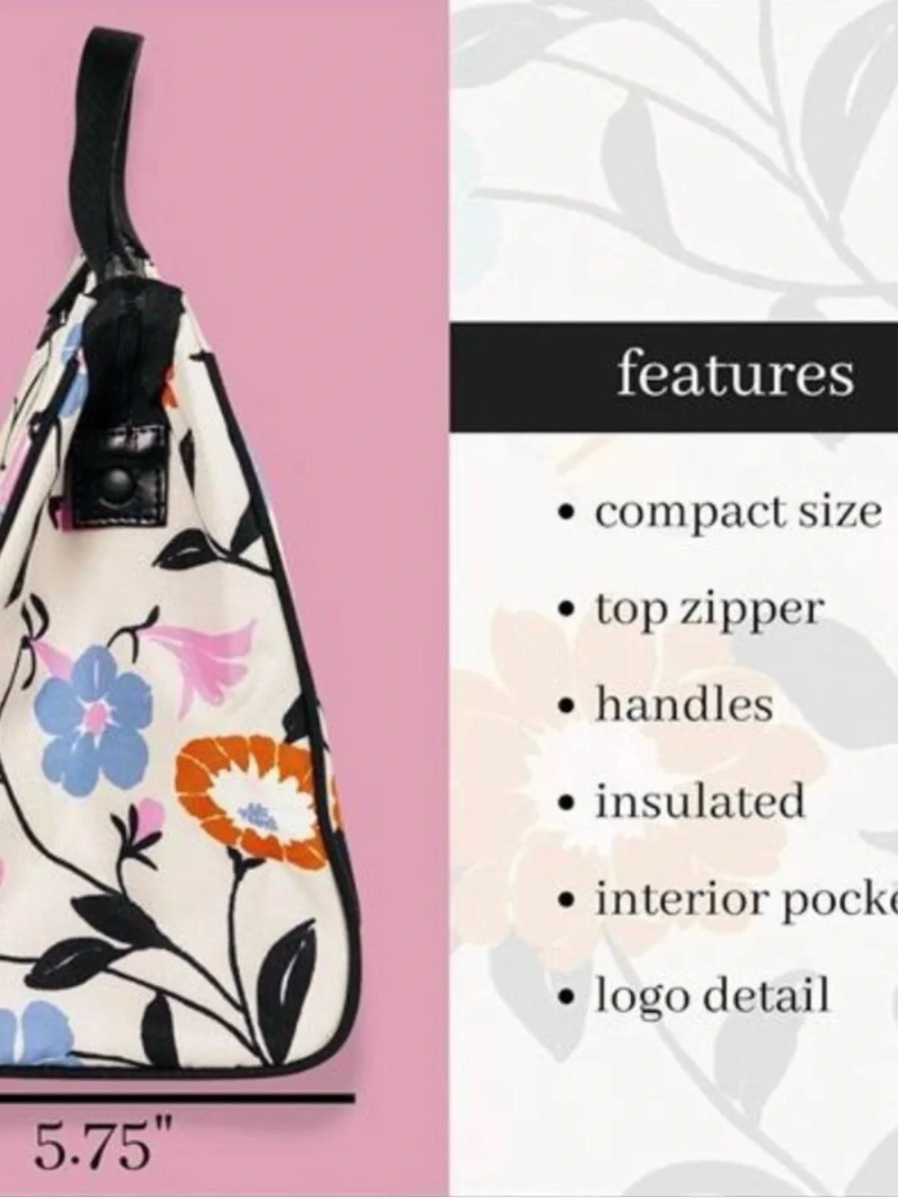 Kate Spade Floral Insulated Lunch Tote + container